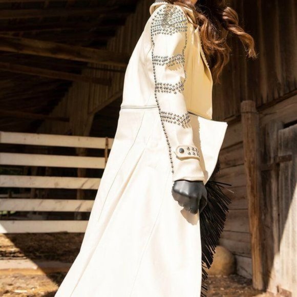 Callie Wear it Like you Mean It Vegan Leather Trench Coat With Studs Azalea Wang - Picture 10 of 10